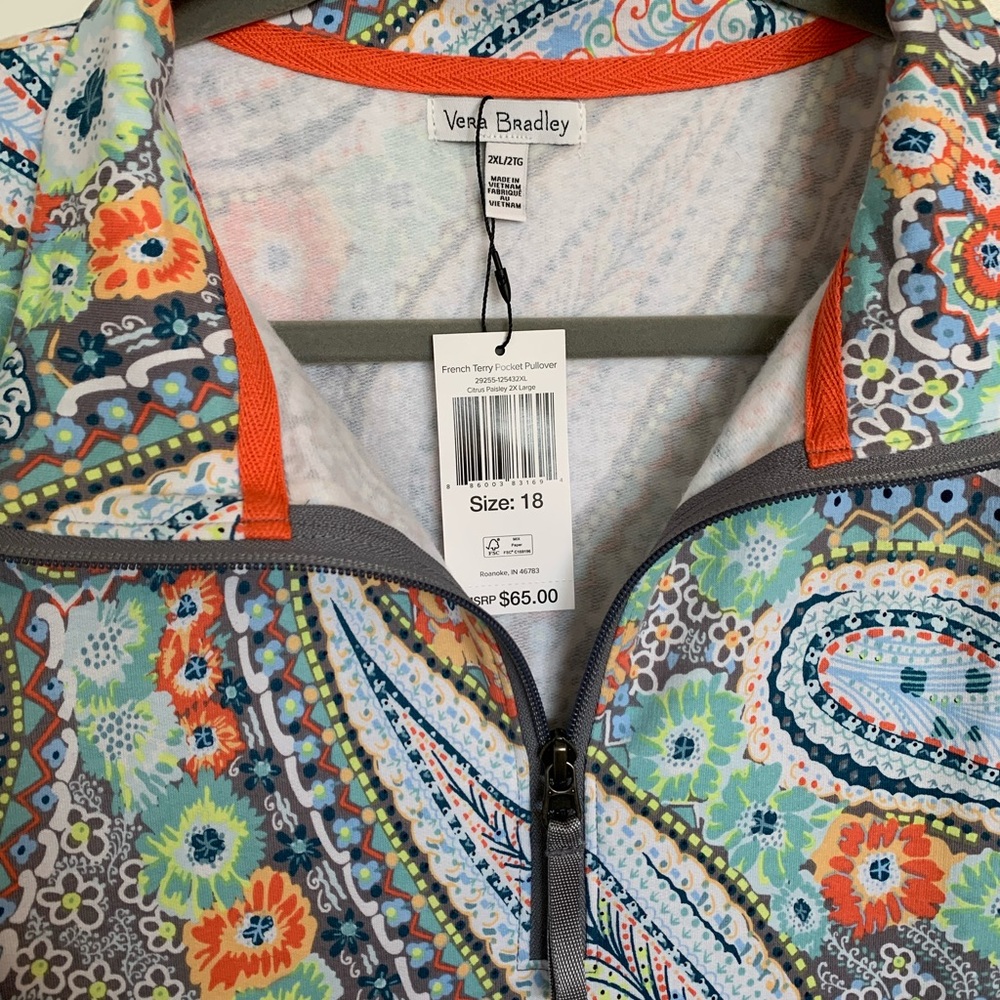 Vera Bradley Citrus paisley French terrypullover - Picture 3 of 5